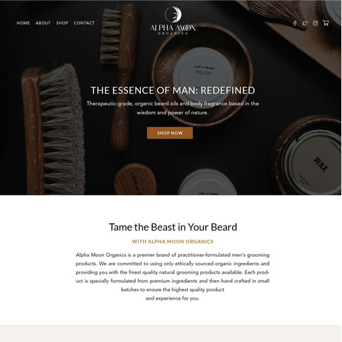 Webdesign for male cosmetic brand