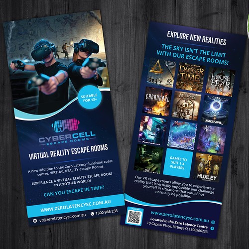 Double Sided DL flyer - Cyber Cell Virtual Reality Escape rooms