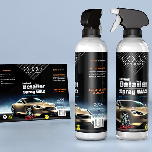 Design a label for instant detailer spray wax bottle.