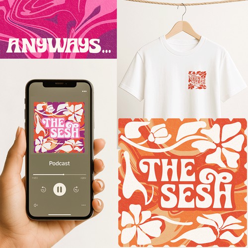Retro and colourful artwork for podcast-cover and merch