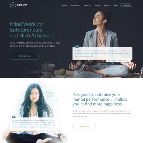 An edgy design for meditation website