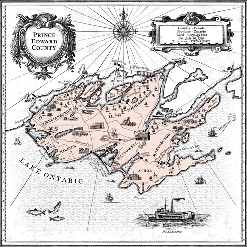 Prince Edward map. Illustration for T-shirt/Paper print