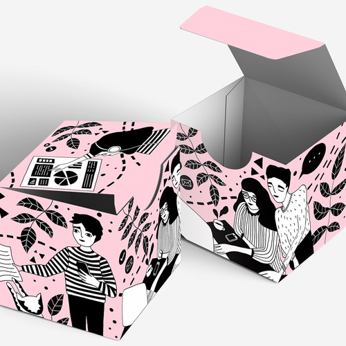 Illustration for business card boxes