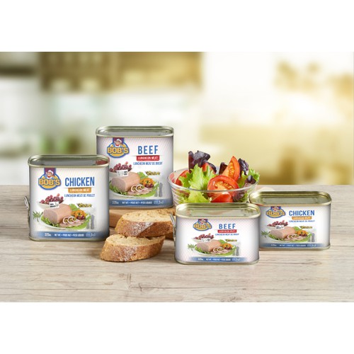 Label design for Beef and Chicken Luncheon meat