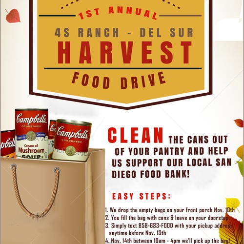 Create Attractive Food Drive Postcard with Fall/Harvest theme - Need ASAP