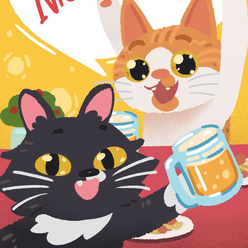 Cats illustration poster for wedding present