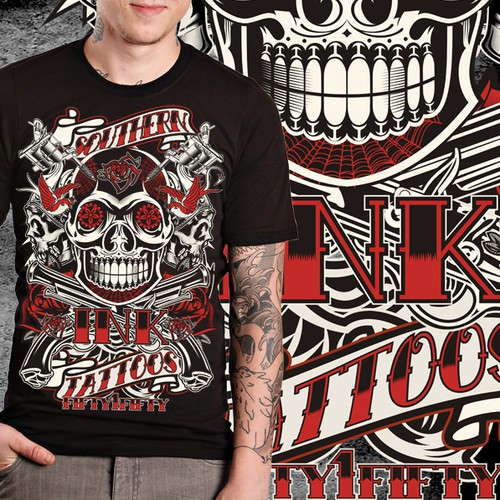 t-shirt design for Southern ink tattoos