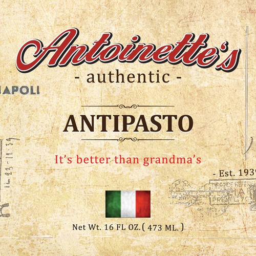 Create an eye catching label for our soon to be famous antipasto!