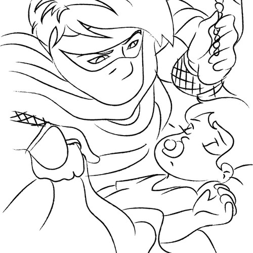Illustrate the Children's Book "Mommy and Daddy are Superhero Ninja Robot Dinosaurs"
