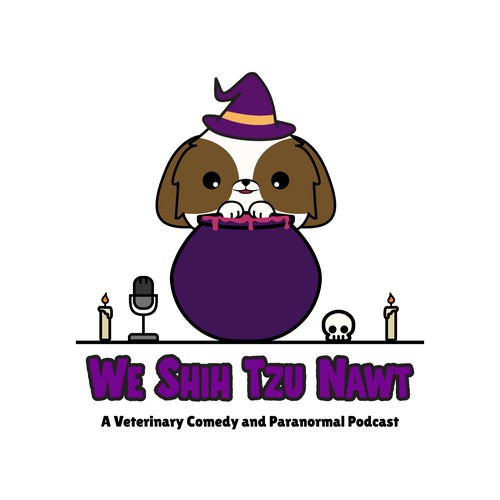 logo concept for veterinary comedy and paranormal podcast