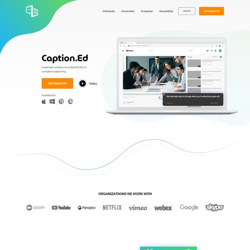 Landing Page for a Video Transcription Chrome Extension