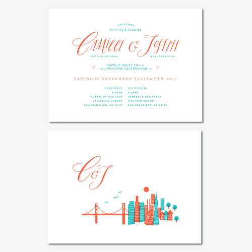 Stylish San Francisco wedding invitation! Pinterest board and lots of feedback provided :)