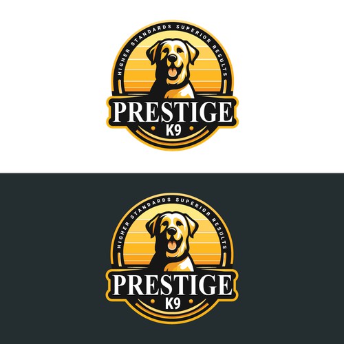 Badge/emblem logo for a dog training business