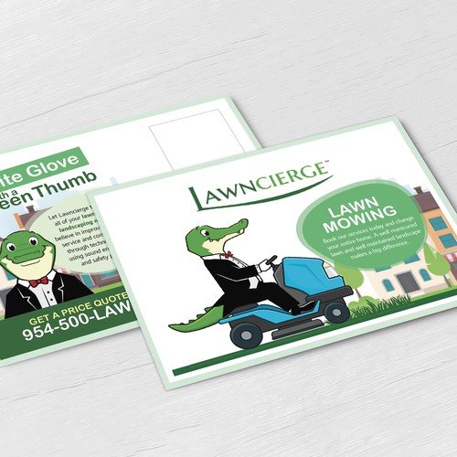 Design a clean, modern mailer for a landscaping company