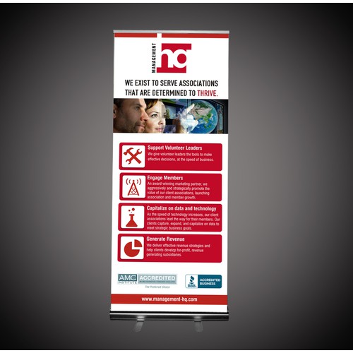 Create a compelling trade show banner for Management HQ