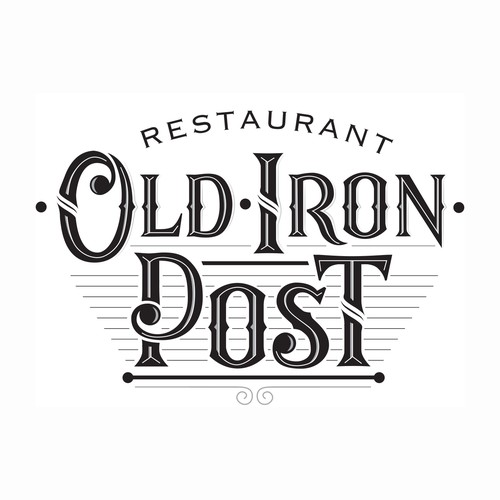 Create a logo for a restaurant & bar ("Old Iron Post") located in a historic downtown location.