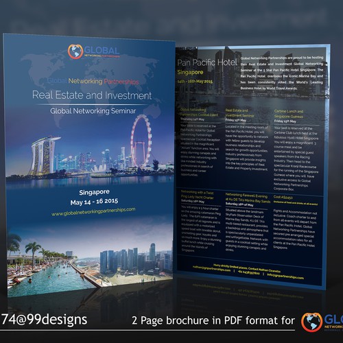 Create a spectacular brochure for an exclusive global networking event in singapore