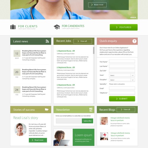 Nurse Now Staffing  needs a new website design