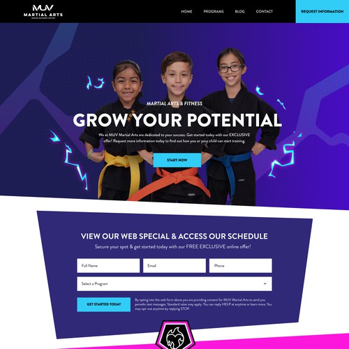 Martial arts for Kids Web Design