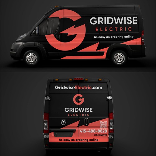 simple bold van wrap design for Gridwise Electric