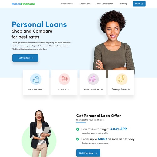 Match Financial Home Page Concept