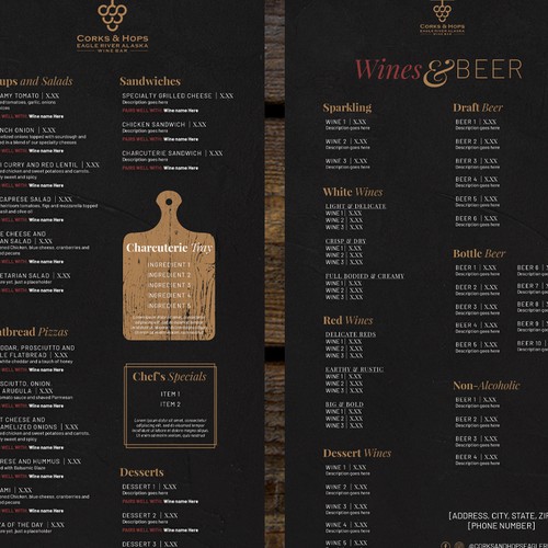 Cork & Hops Menu Design 