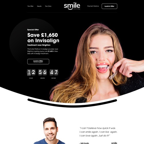  Landing page for high-end teeth straightening flash sales site