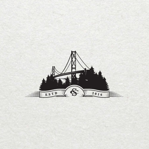 Bridge and forest logo concept