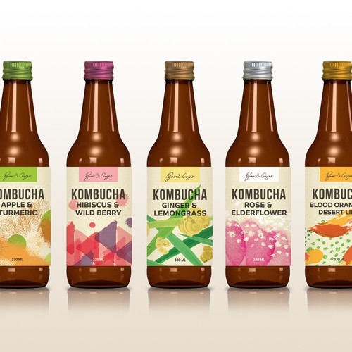  bottle labels for a healthy drinks brand