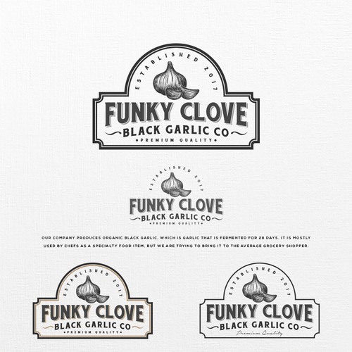 Vintage logo for a black garlic company