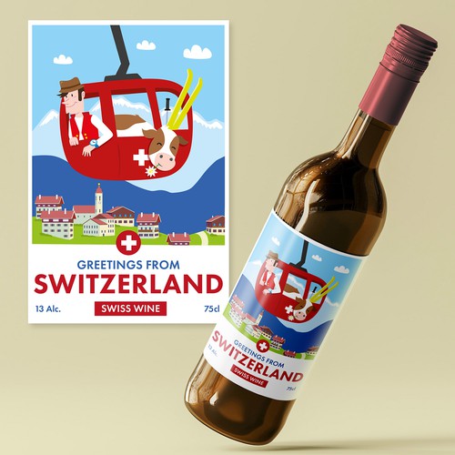 Design and Illustration for Swiss Wine Label