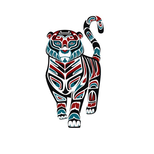 native american tiger tattoo flash