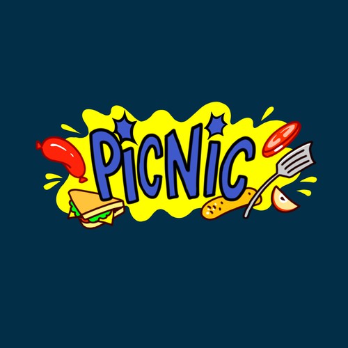 Comic style picnic logo