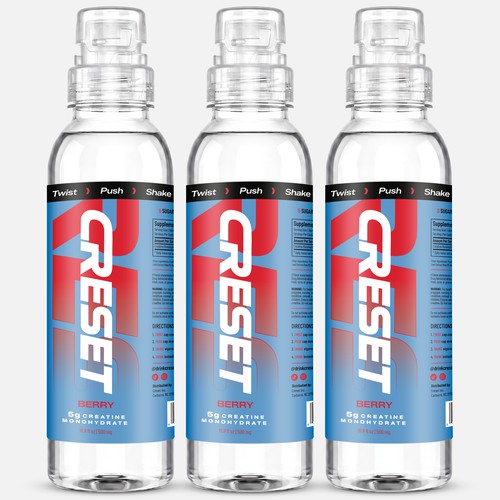 Label for a ready-to-drink brand of creatine