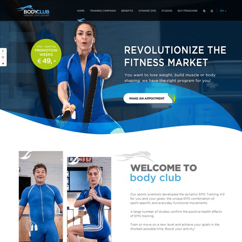 New Homepage for an innovative and already successful Fitness Franchise Company