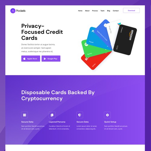 Credit Card, Backed By Cryptocurrency Landing Page
