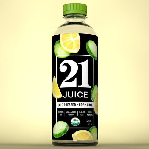 Modern, bold packaging desing concept for 21 Juice