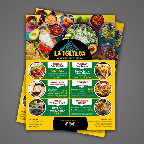 La Tolteca Mexican Restaurant Flyer