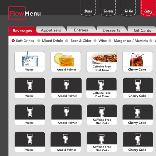 Restaurant ordering application UI