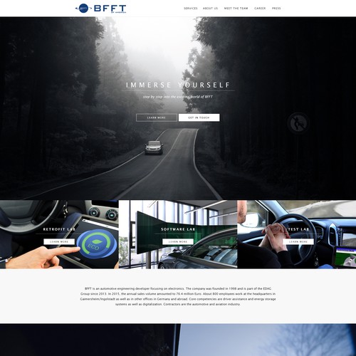 Landing page design for BFFT