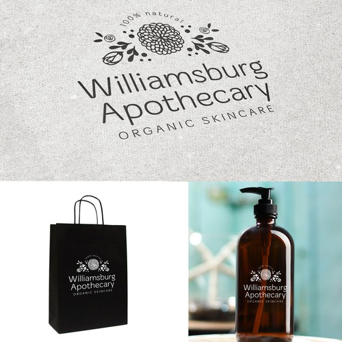 Create a modern, simple, organic logo for Williamsburg Apothecary