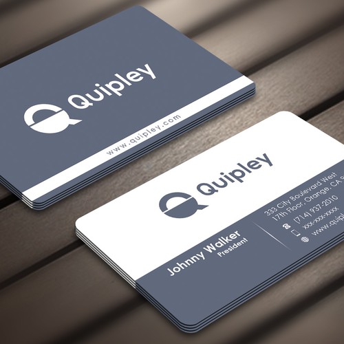 Create a clean business card for Quipley