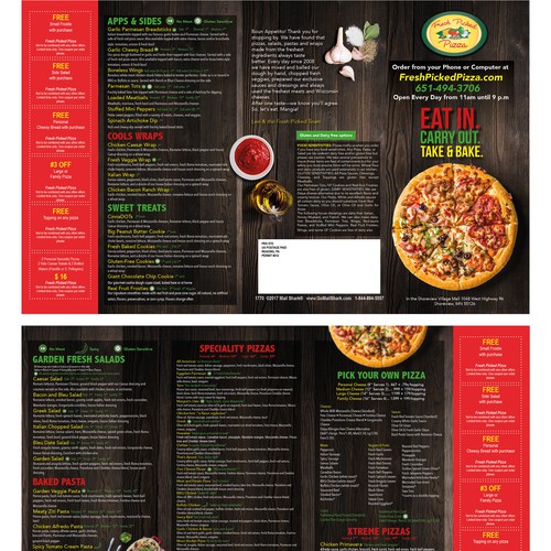 propuesta menu de pizza