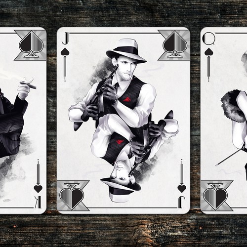 Elegant Mobster Playing Card Illustrations