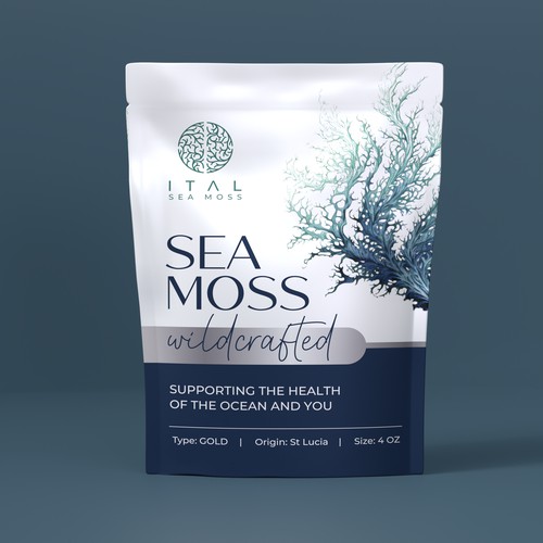 Packaging design for sustainable sea moss brand