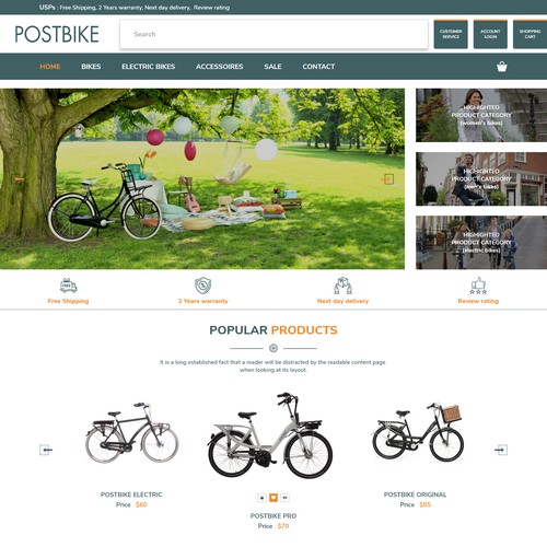 POSTBIKE Website Homepage.