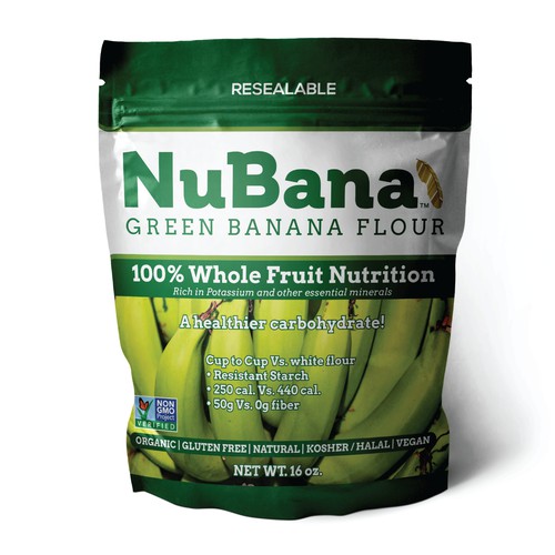 NuBana Green Banana Flour packaging design 