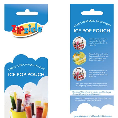 New Package design: Zipzicle® ice pop pouches - worldwide distribution