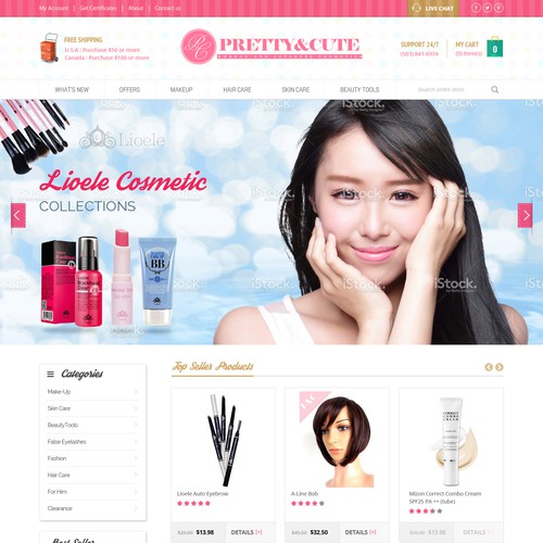 Homepage Design for Ecommerce Business - Online Beauty Retailer