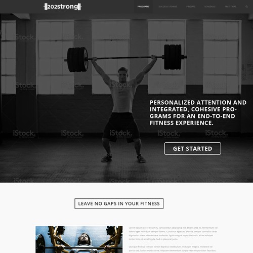 Front Page for Gym Website